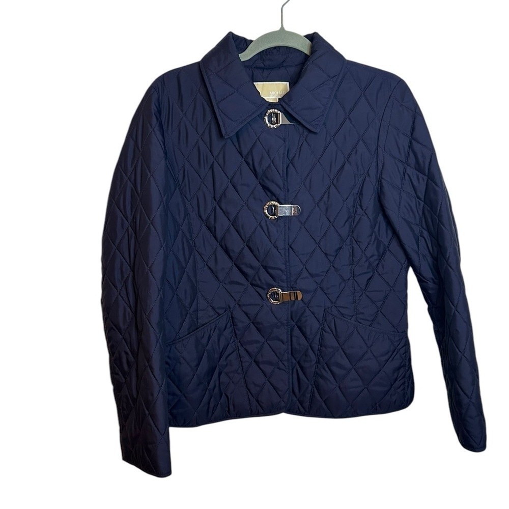 Michael Michael Kors Navy Blue Quilted Toggle Jacket